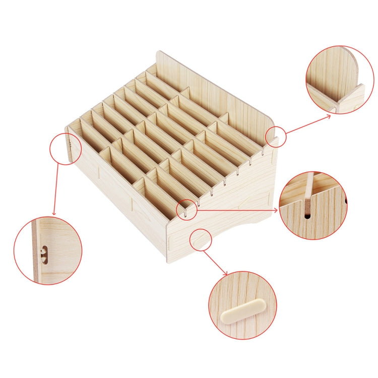 White Oak 24 Grid  Wooden Conference Classroom Mobile Phone Organizer Desktop Storage Box - free shipping - PMC TechLife - Order now!