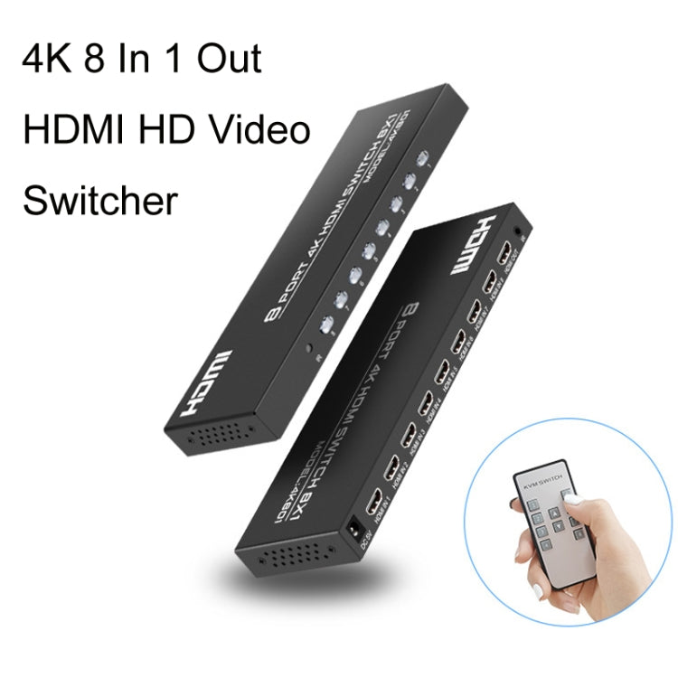 FJGEAR FJ-4K801 4K 8 In 1 Out HDMI HD Video Switcher, Plug Type:EU Plug(Black) - Switch by FJGEAR | Online Shopping South Africa | PMC Jewellery