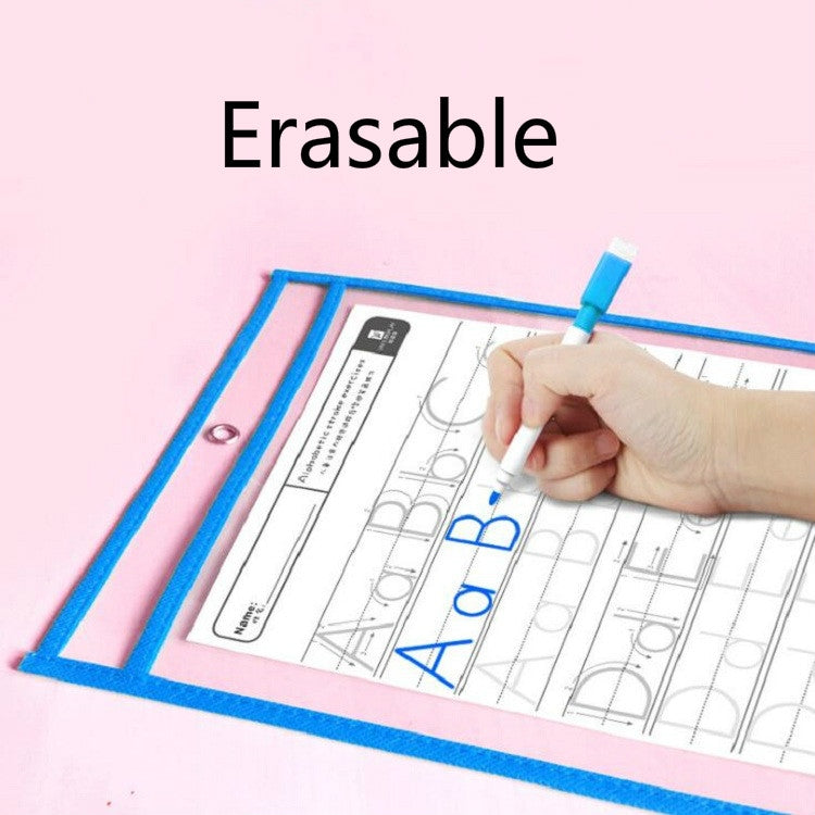 Erasable Hanging PVC A4 Transparent Sewing Red Document Dry Erase Bag, Size:21x30cm(Green) - File Folder by PMC TechLife | Online Shopping South Africa | PMC TechLife | Buy Now Pay Later Mobicred