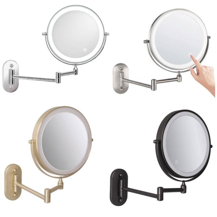 8 Inch Wall-Mounted Double-Sided Makeup Mirror LED Three-Tone Light Bathroom Mirror, Colour:USB Charging Silver(Five Times Magnification) - Mirror by PMC Jewellery | Online Shopping South Africa | PMC Jewellery