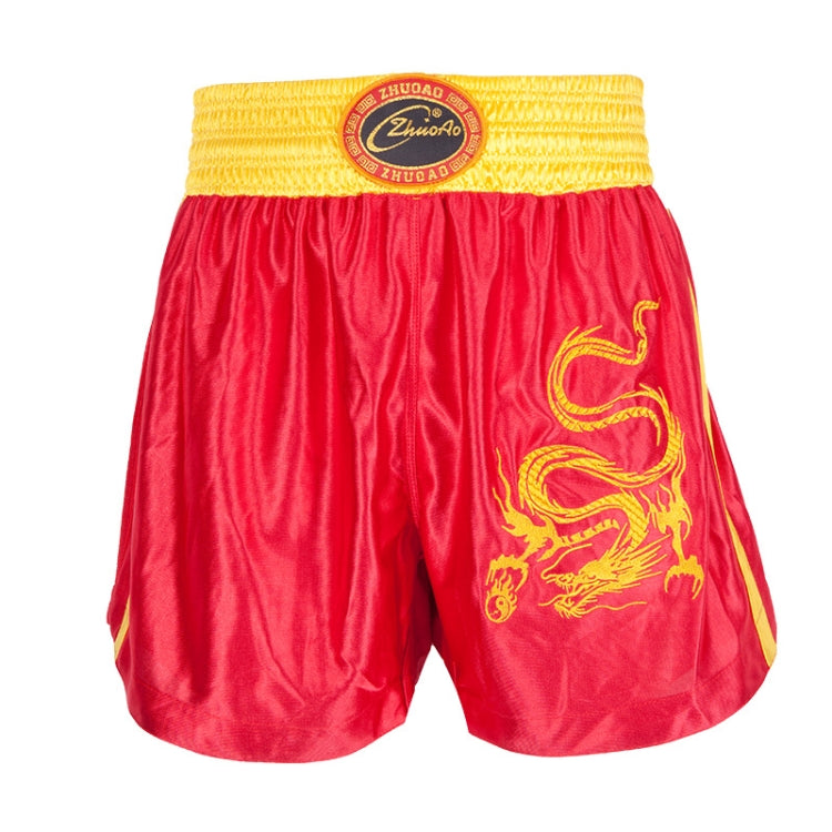 ZhuoAo Muay Thai/Boxing/Sanshou/Fighting Shorts for Men and Women, Size:S(Embroidered Dragon Red) - Sportswear by ZhuoAo | Online Shopping South Africa | PMC Jewellery | Buy Now Pay Later Mobicred