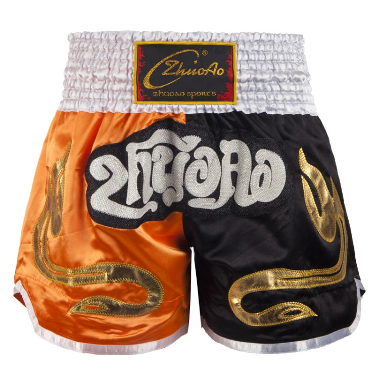 ZhuoAo Muay Thai/Boxing/Sanshou/Fighting Shorts for Men and Women, Size:M(Orange Black Stitching) - Sportswear by ZhuoAo | Online Shopping South Africa | PMC Jewellery | Buy Now Pay Later Mobicred