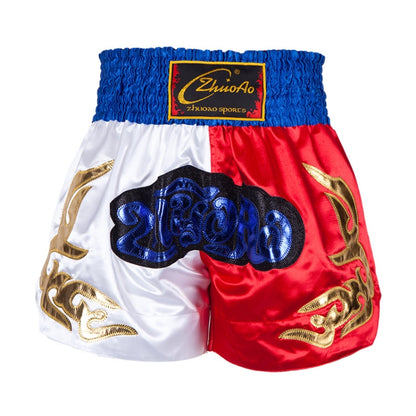 ZhuoAo Muay Thai/Boxing/Sanshou/Fighting Shorts for Men and Women, Size:XL(Blue Waist Stitching) - Sportswear by ZhuoAo | Online Shopping South Africa | PMC Jewellery