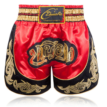 ZhuoAo Muay Thai/Boxing/Sanshou/Fighting Shorts for Men and Women, Size:XXXL(Red Black Stitching) - Sportswear by ZhuoAo | Online Shopping South Africa | PMC Jewellery