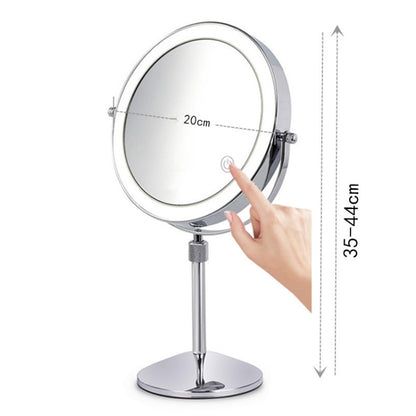 Desktop Double-SidedRound LED Luminous Makeup Mirror Liftable Magnifying Mirror, Specification:Plane + 3 Times Magnification(8-inch Battery Model) - Mirror by PMC Jewellery | Online Shopping South Africa | PMC Jewellery