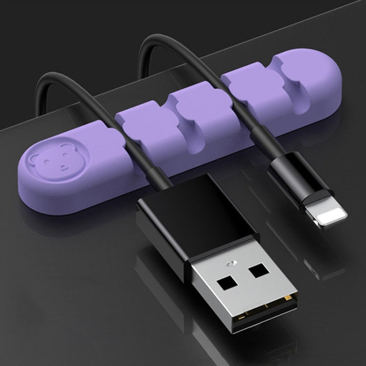 5 PCS 4 Holes Bear Silicone Desktop Data Cable Organizing And Fixing Device(Lilac Purple) - Cable Organizer by PMC TechLife | Online Shopping South Africa | PMC TechLife