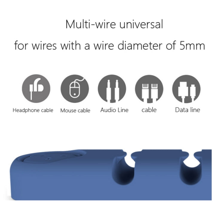 5 PCS 4 Holes Bear Silicone Desktop Data Cable Organizing And Fixing Device(Dark Blue) - Cable Organizer by PMC TechLife | Online Shopping South Africa | PMC TechLife
