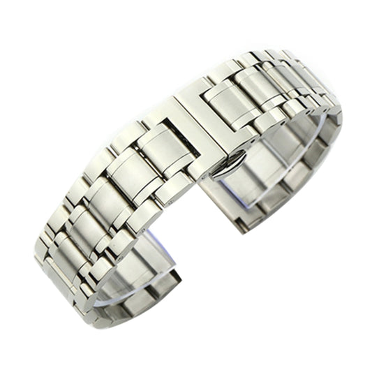 16mm Steel Bracelet Butterfly Buckle Five Beads Unisex Stainless Steel Solid Watch Strap, Color:Silver - Watch Bands by PMC Jewellery | Online Shopping South Africa | PMC Jewellery