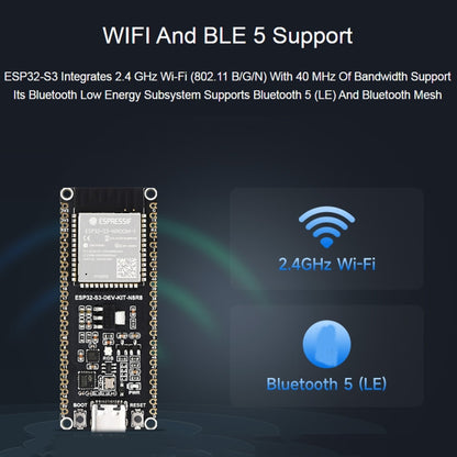 Waveshare ESP32-S3 Microcontroller 2.4GHz Wi-Fi Development Board ESP32-S3-WROOM-1-N8R8 Module Standard Ver. With Pinheader - Arduino Nucleo Accessories by Waveshare | Online Shopping South Africa | PMC Jewellery | Buy Now Pay Later Mobicred