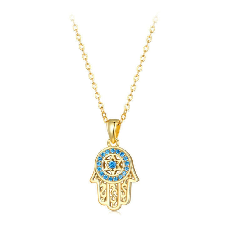 Fatima Guardian S925 Sterling Silver Necklace Female Zircon Necklace (Gold) - Necklaces & Pendants by PMC Jewellery | Online Shopping South Africa | PMC Jewellery