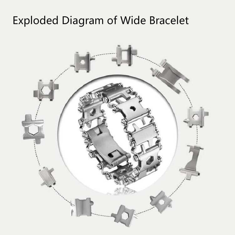 Multifunctional Stainless Steel Outdoor Survive Tool Bracelet for Men(Wide Black) - Emergency Tools by PMC TechLife | Online Shopping South Africa | PMC TechLife | Buy Now Pay Later Mobicred