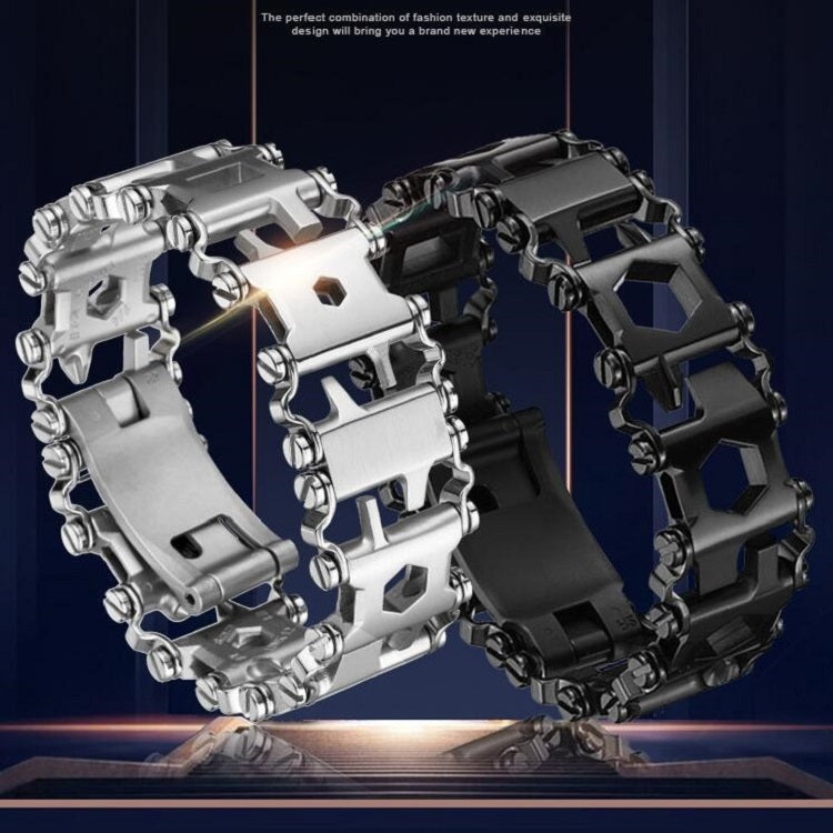 Multifunctional Stainless Steel Outdoor Survive Tool Bracelet for Men(Wide Black) - Emergency Tools by PMC TechLife | Online Shopping South Africa | PMC TechLife | Buy Now Pay Later Mobicred