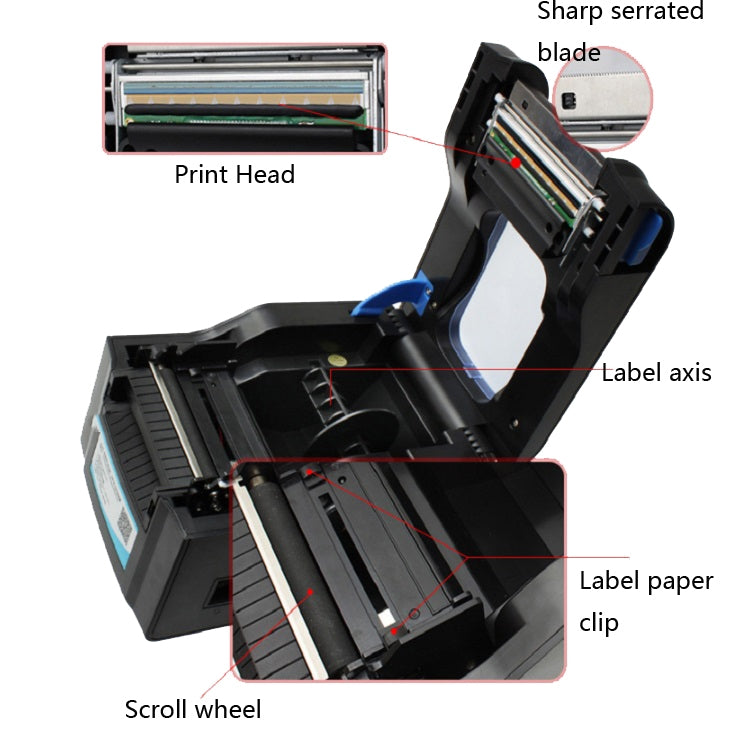 Xprinter XP-370B Barcode Printer Self-adhesive QR Code Printer Label Clothing Tag Thermal Ticket Machine(UK Plug) - Printer by Xprinter | Online Shopping South Africa | PMC Jewellery | Buy Now Pay Later Mobicred