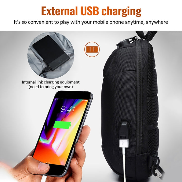 OZUKO 9223 Anti-theft Men Chest Bag Waterproof Crossbody Bag with External USB Charging Port, Style:Large Size(Black) - Crossbody Bags by Ozuko | Online Shopping South Africa | PMC Jewellery