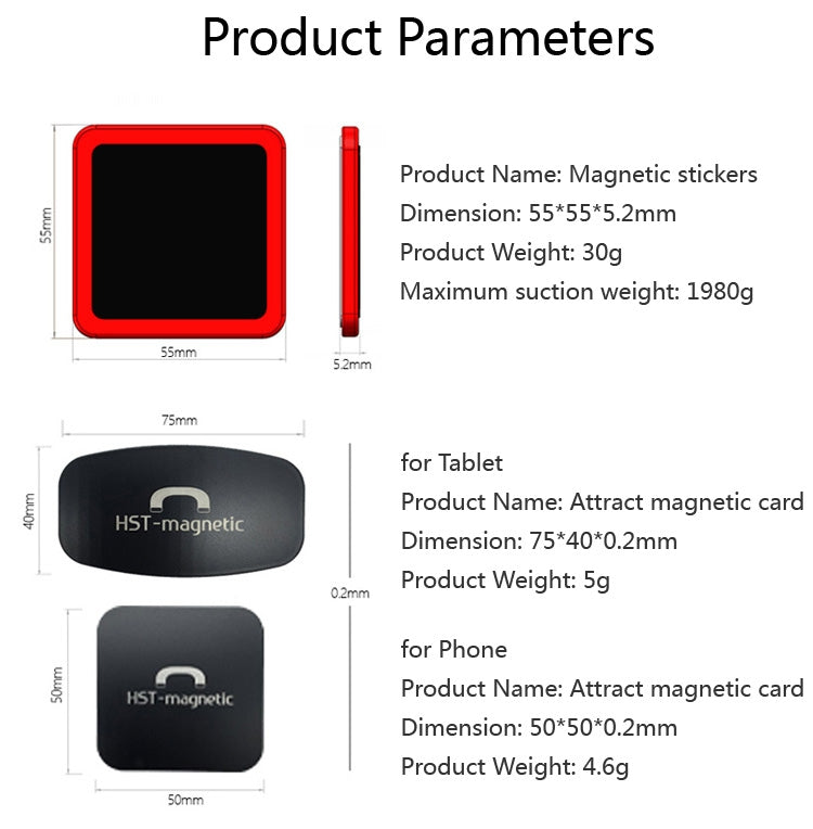 Wall-mounted iPad Magnetic Adsorption Universal Sticker Mobile Phone Wall Bracket(Black B) - free shipping - PMC TechLife - Order now!