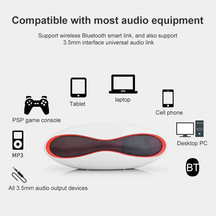 3D Stereo Mini Rugby Shape Bluetooth Speaker with TF Card Slot(Red) - Mini Speaker by PMC TechLife | Online Shopping South Africa | PMC TechLife