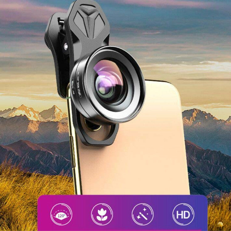 APEXEL APL-HD52IN1WM 2 in 1 Distortion-free HD 120-degree Wide-angle + 10X Macro Universal SLR External Mobile Phone Lens Set(Telephoto Clip) - Macro & Wide-angle by APEXEL | Online Shopping South Africa | PMC Jewellery | Buy Now Pay Later Mobicred