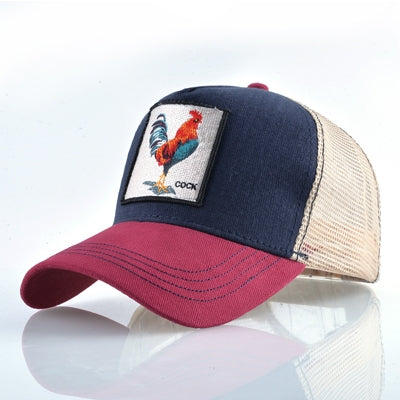 Cotton Embroidered Animal Baseball Cap(Red1 Cock) - Peaked Cap by PMC Jewellery | Online Shopping South Africa | PMC Jewellery