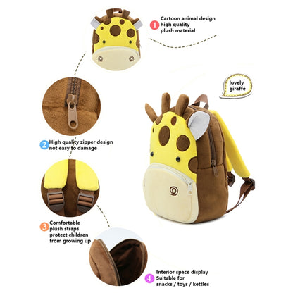 Kids 3D Animal Velvet Backpacks Children Cartoon Kindergarten Toys Gifts School Bags(Giraffe) - Kids Bags by PMC Jewellery | Online Shopping South Africa | PMC Jewellery