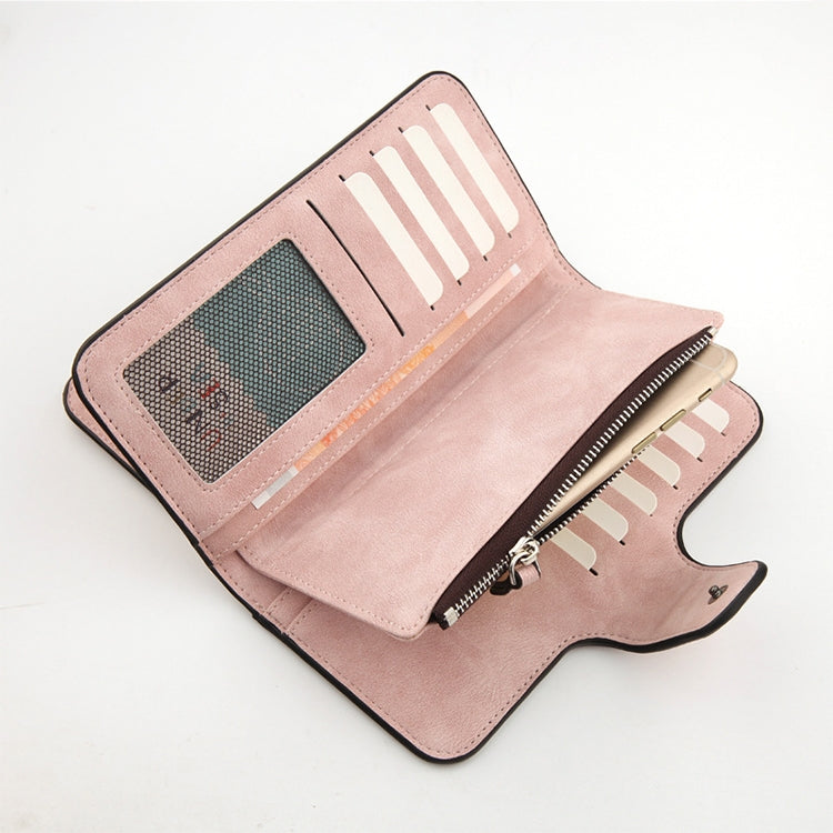 Women Scrub Leather Lady Purses Clutch Long Female Wallet(Light Gray) - Wallets by PMC TechLife | Online Shopping South Africa | PMC TechLife