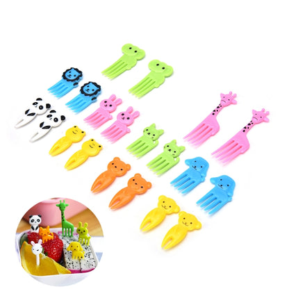5 Sets 10 in 1 Creative Cartoon Animal Plastic Children Fruit Fork Bento Decoration Toothpick(G222) - Cutlery Sets by PMC Jewellery | Online Shopping South Africa | PMC Jewellery
