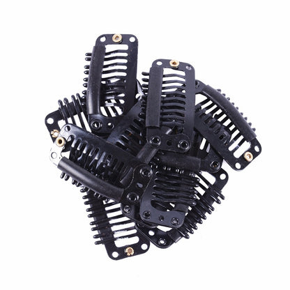 20 PCS 32mm 9-teeth Hair Extension Clips Snap Metal Clips With Silicone Back(Black) - Hair Extensions Tools by PMC Jewellery | Online Shopping South Africa | PMC Jewellery