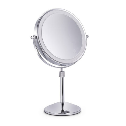 Desktop Double-SidedRound LED Luminous Makeup Mirror Liftable Magnifying Mirror, Specification:Plane + 10 Times Magnification(8-inch Rechargeable) - Mirror by PMC Jewellery | Online Shopping South Africa | PMC Jewellery