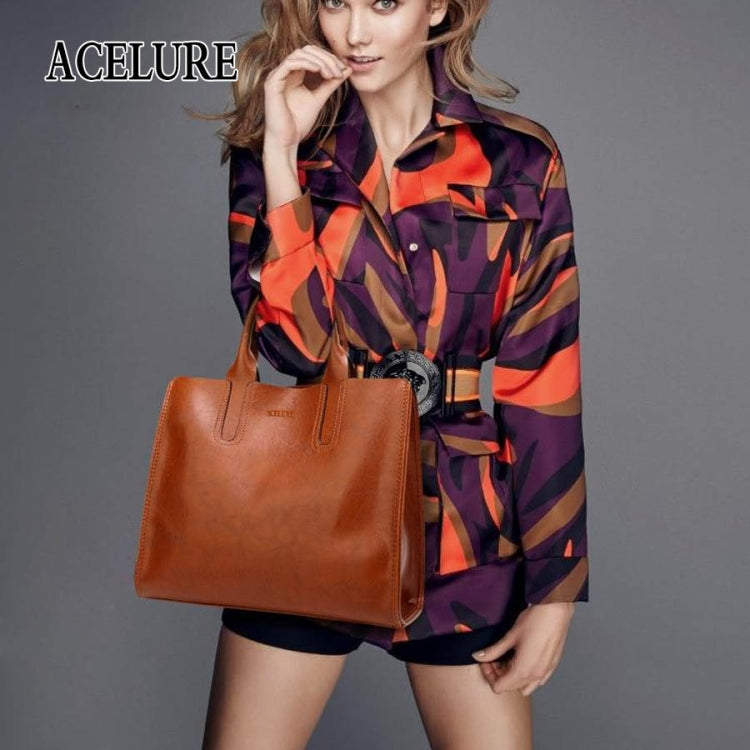 Leather Handbags Big Women Bag Casual Female Bags Trunk Tote Shoulder Bag Ladies Large Bolsos, Color:Coffee - Handbags by PMC TechLife | Online Shopping South Africa | PMC TechLife