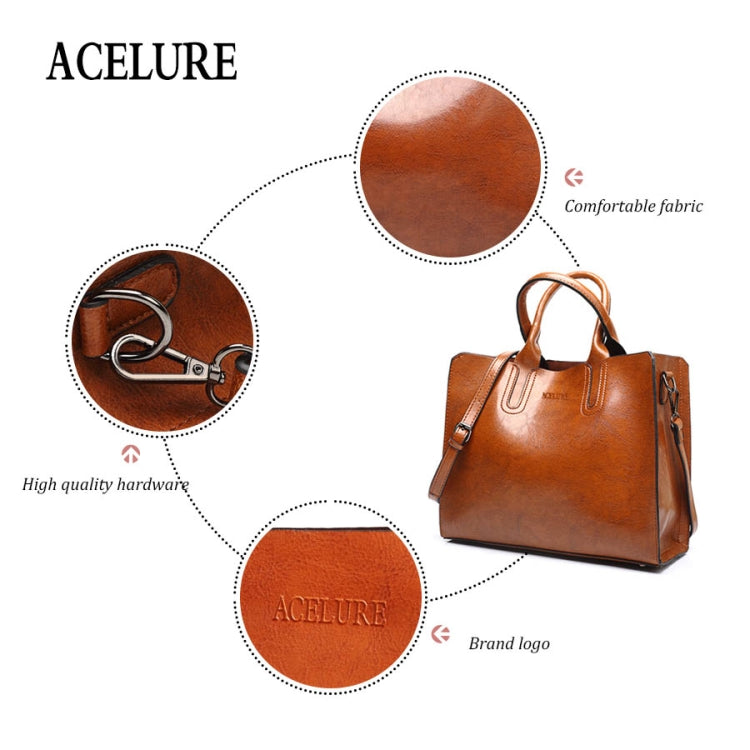 Leather Handbags Big Women Bag Casual Female Bags Trunk Tote Shoulder Bag Ladies Large Bolsos, Color:Coffee - Handbags by PMC TechLife | Online Shopping South Africa | PMC TechLife