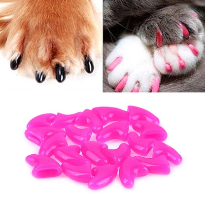 20 PCS Silicone Soft Cat Nail Caps / Cat Paw Claw / Pet Nail Protector/Cat Nail Cover, Size:XS(Rose Red) - Pet Care by PMC Jewellery | Online Shopping South Africa | PMC Jewellery