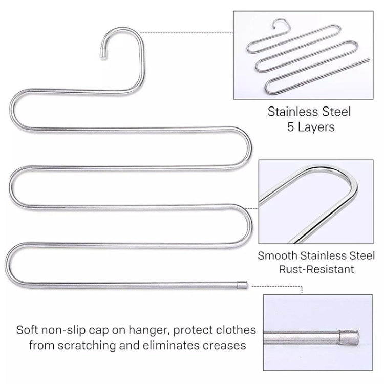 5 Layers S Shape Multi-Functional Clothes Hangers Pants Storage Hangers - Shelf & Hooks by PMC Jewellery | Online Shopping South Africa | PMC Jewellery