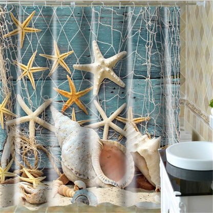 Colorful Beach Conch Starfish Shell Polyester Washable Bath Shower Curtains, Size:180X200cm(Beach Shell) - Curtains by PMC Jewellery | Online Shopping South Africa | PMC Jewellery