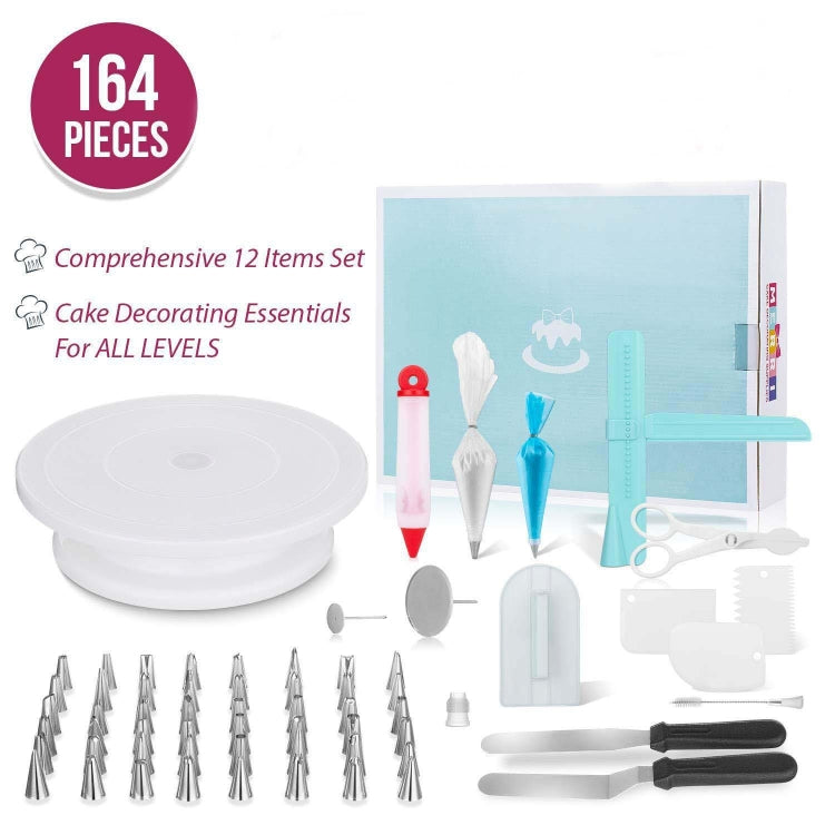 164 in 1 Cake Turntable Set Stainless Steel Decorating Mouth Baking Tools - Food Molds by PMC TechLife | Online Shopping South Africa | PMC TechLife