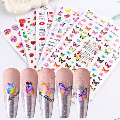 10pcs 3D Adhesive Butterfly Retro Rose Color Nail Art Sticker(F-671) - Nail Stickers by PMC Jewellery | Online Shopping South Africa | PMC Jewellery