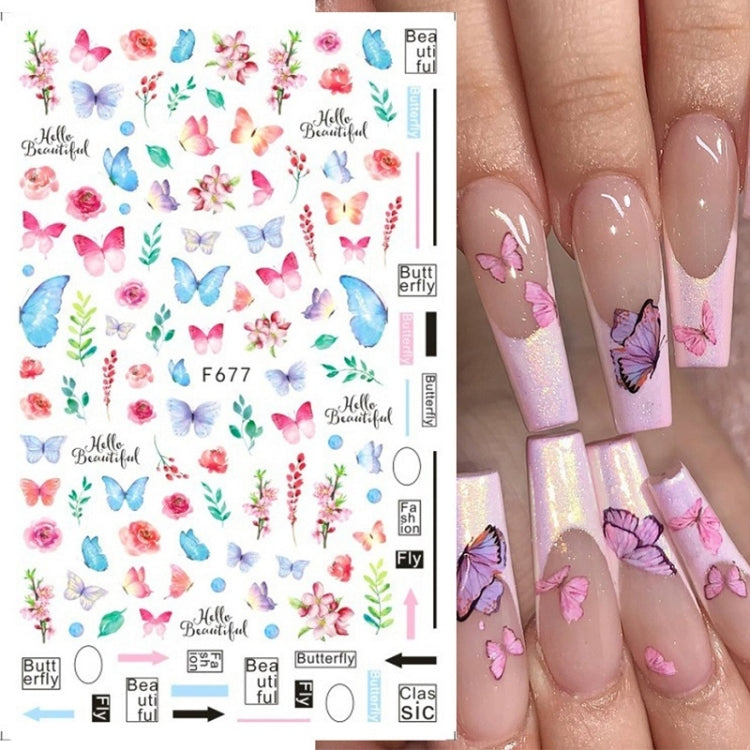 10pcs 3D Adhesive Butterfly Retro Rose Color Nail Art Sticker(F-681) - Nail Stickers by PMC Jewellery | Online Shopping South Africa | PMC Jewellery