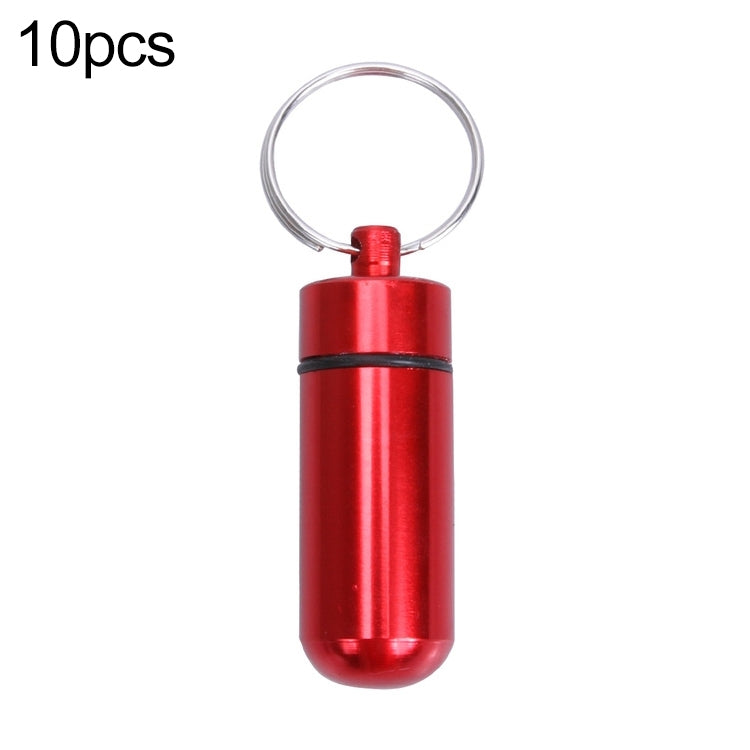 10pcs Portable Sealed Waterproof Aluminum Alloy First Aid Pill Bottle with Keychain(Red) - Emergency Tools by PMC Jewellery | Online Shopping South Africa | PMC Jewellery