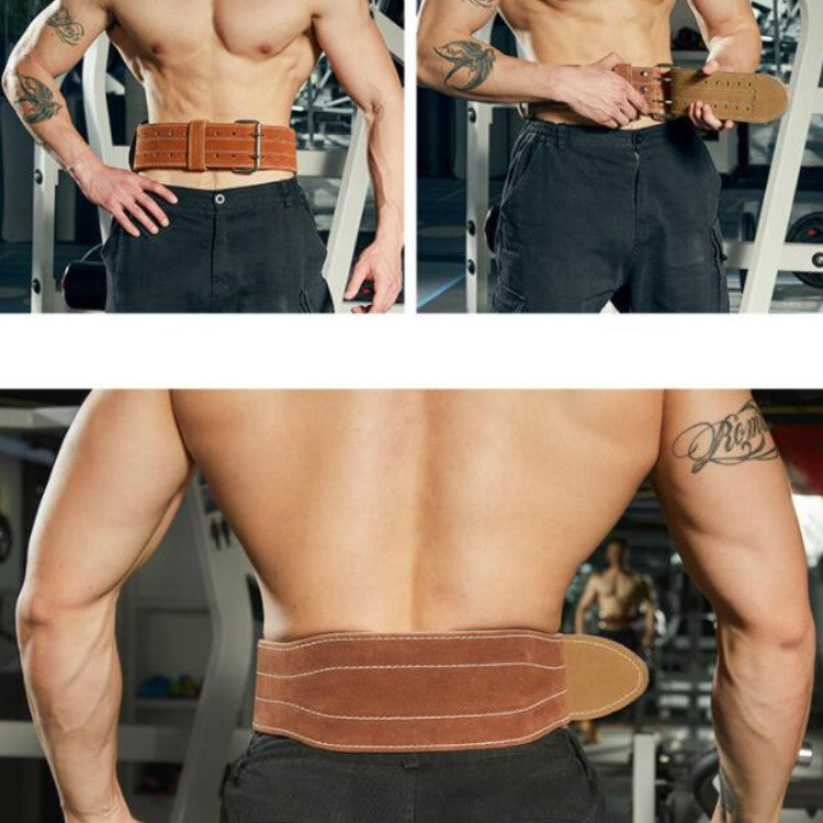 EADEN Cowhide Fitness Waist Protective Belt Squat Weightlifting Waist Support, Size:XL(Brown) - Sports Safety by PMC Jewellery | Online Shopping South Africa | PMC Jewellery