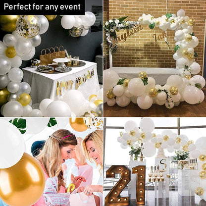 White Gold Party Theme Balloon Garland Set Birthday Wedding Decoration Balloon Set - Balloons by PMC Jewellery | Online Shopping South Africa | PMC Jewellery