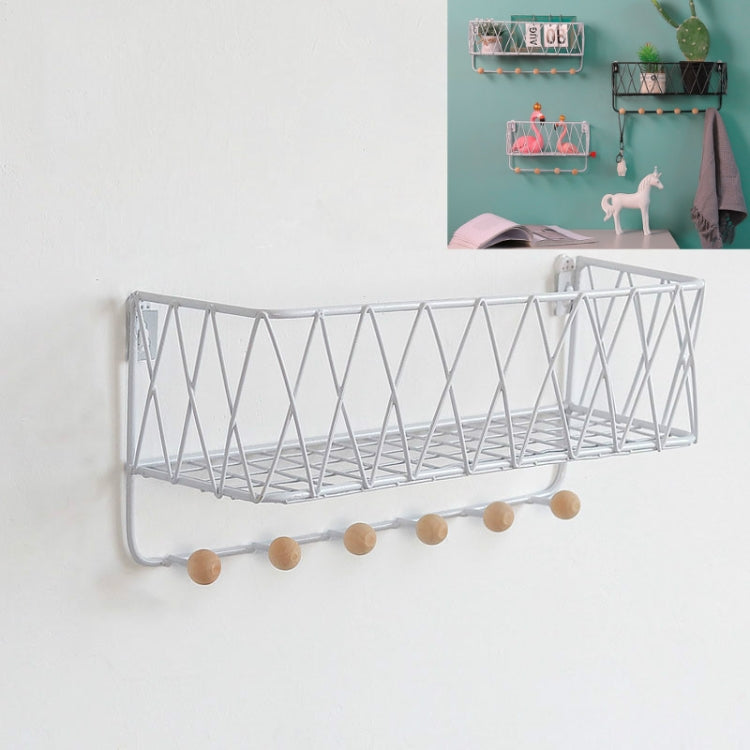 Wall Hook Rack Home Wall Decoration Creative Multifunctional Partition Wrought Iron Rack, Size:Large(White) - Shelf & Hooks by PMC Jewellery | Online Shopping South Africa | PMC Jewellery