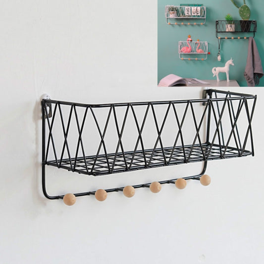 Wall Hook Rack Home Wall Decoration Creative Multifunctional Partition Wrought Iron Rack, Size:Large(Black) - Shelf & Hooks by PMC Jewellery | Online Shopping South Africa | PMC Jewellery