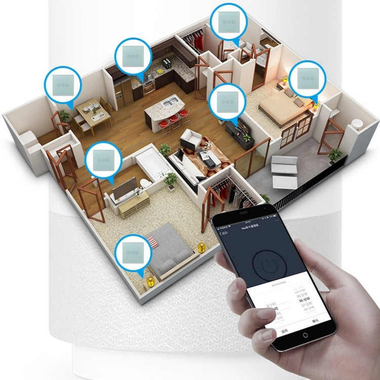 Wifi Wall Touch Panel Switch Voice Control Mobile Phone Remote Control, Model: Black 2 Gang (Zero Firewire Wifi ) - Smart Switch by PMC TechLife | Online Shopping South Africa | PMC TechLife