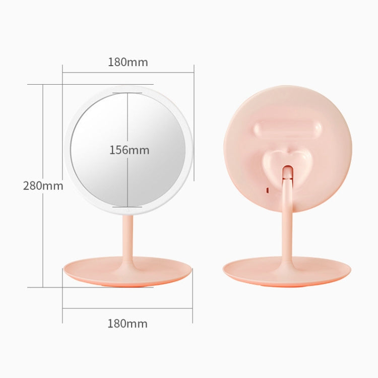 Make-Up Mirror With LED Light Fill Light Dormitory Desktop Dressing Small Mirror Girl Folding And Portable Mirror, Colour: Pink Rechargeable Three-color Light - Mirror by PMC Jewellery | Online Shopping South Africa | PMC Jewellery