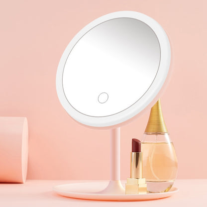 Make-Up Mirror With LED Light Fill Light Dormitory Desktop Dressing Small Mirror Girl Folding And Portable Mirror, Colour: Pink Rechargeable Three-color Light - Mirror by PMC Jewellery | Online Shopping South Africa | PMC Jewellery