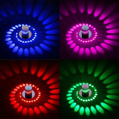 3W Modern Interior Creative Spiral Round Wall Lamp for Club, KTV, Corridor, Aisle, Background Wall Decoration Lamp Wall Mounted(Red+Green+Blue) -  by PMC Jewellery | Online Shopping South Africa | PMC Jewellery