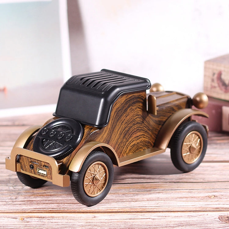 A9 Retro Wood Grain Classic Car Shape Wireless Bluetooth Speaker Subwoofer Radio Portable Mobile Phone Stand Mini Speaker(Rose Pear) - Mini Speaker by PMC Jewellery | Online Shopping South Africa | PMC Jewellery