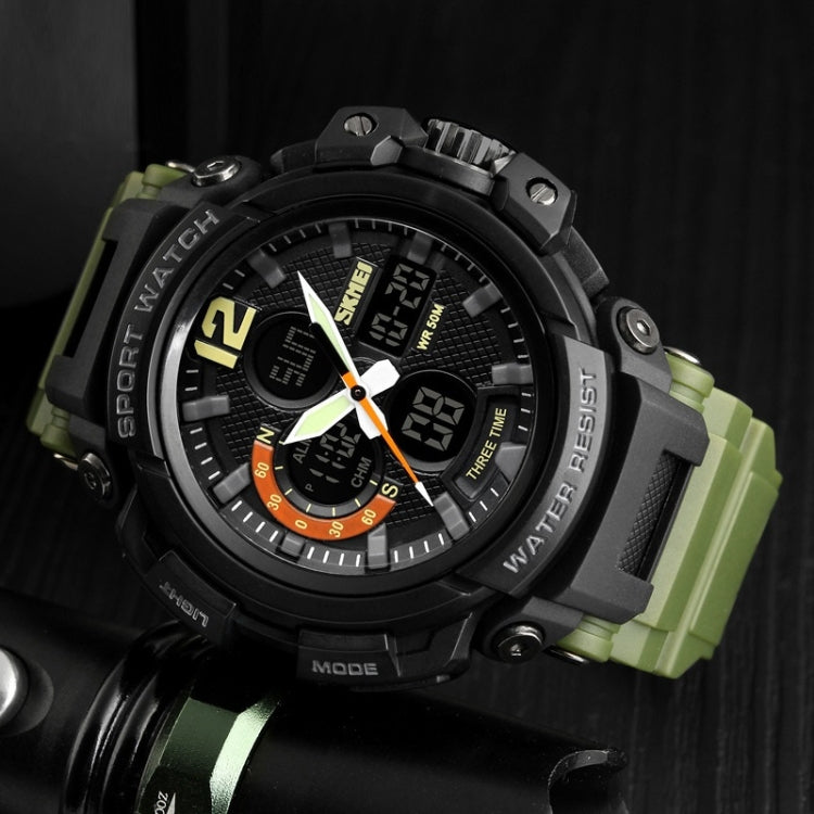 SKMEI 1343 Men Outdoor Sports Waterproof Watch Student Digital Watch(Khaki) - Leather Strap Watches by SKMEI | Online Shopping South Africa | PMC Jewellery | Buy Now Pay Later Mobicred