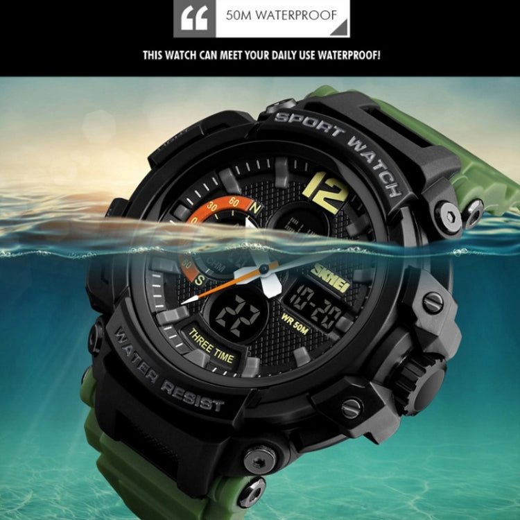 SKMEI 1343 Men Outdoor Sports Waterproof Watch Student Digital Watch(Khaki) - Leather Strap Watches by SKMEI | Online Shopping South Africa | PMC Jewellery | Buy Now Pay Later Mobicred