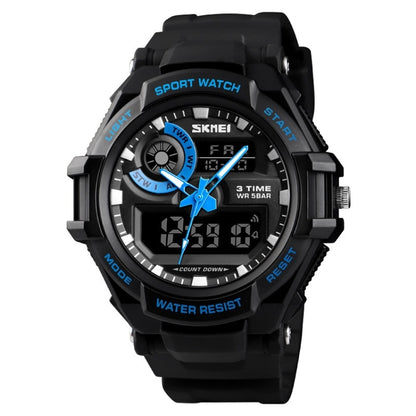 SKMEI 1357 Mens Multifunctional Sports Digital Watch Student Waterproof Watch(Blue) - Leather Strap Watches by SKMEI | Online Shopping South Africa | PMC Jewellery | Buy Now Pay Later Mobicred