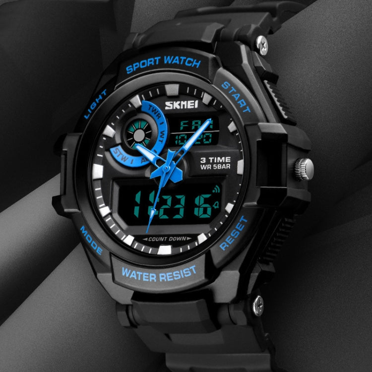 SKMEI 1357 Mens Multifunctional Sports Digital Watch Student Waterproof Watch(Blue) - Leather Strap Watches by SKMEI | Online Shopping South Africa | PMC Jewellery | Buy Now Pay Later Mobicred