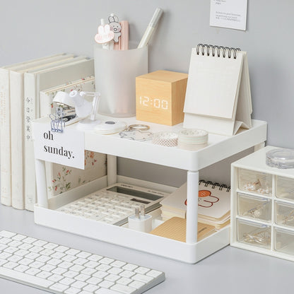 Simple Double-Layer Desktop Rack Dormitory Stationery & Sundries Organizer(White) - Shelf & Hooks by PMC Jewellery | Online Shopping South Africa | PMC Jewellery